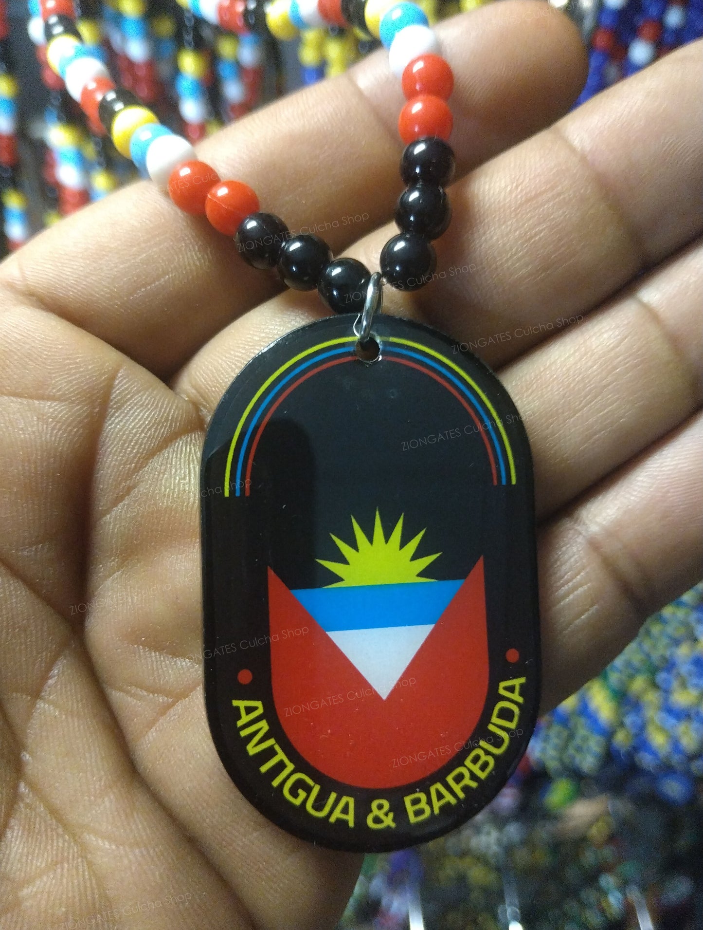 caribbean flag beaded necklaces - Haiti - St Vincent - Guyana - Trinidad - Antigua - ST Kitts - Panama - Dominica - Virgin Island - Jamaica