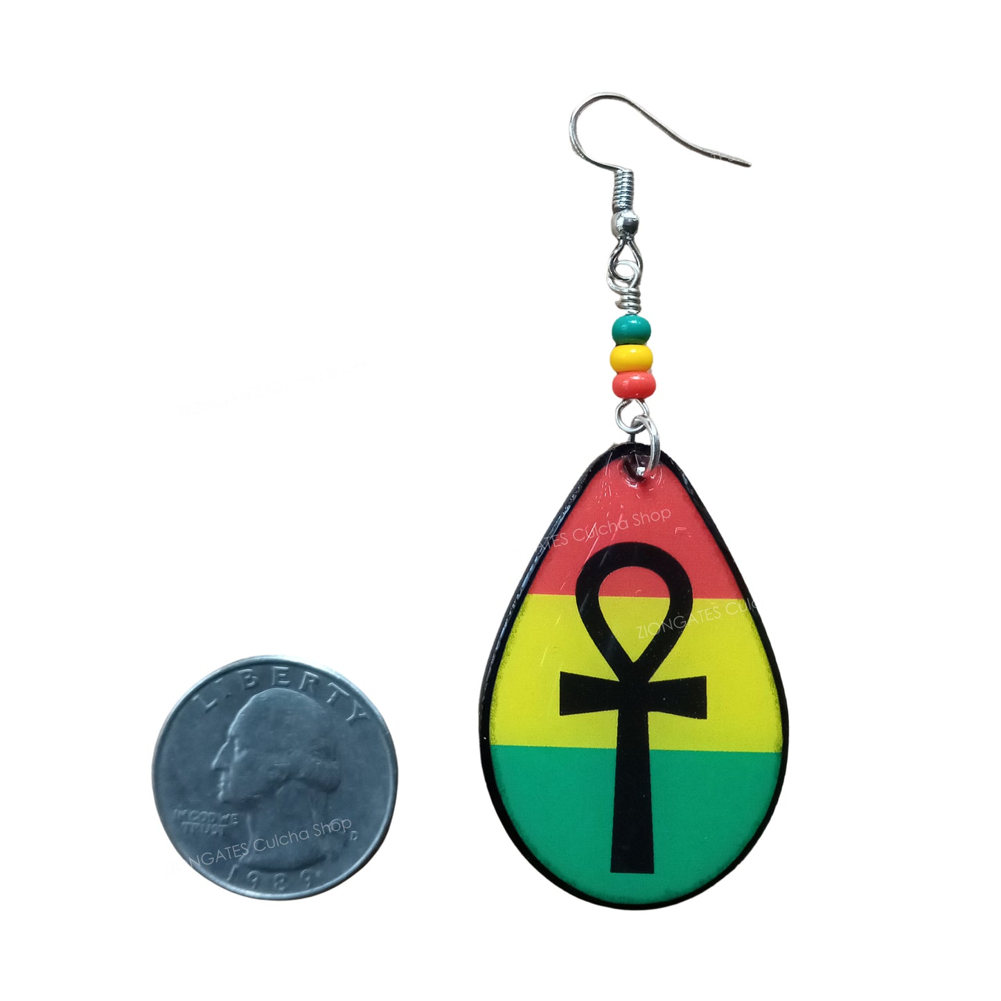 RASTA Earrings - Lion of Judah - Ankh