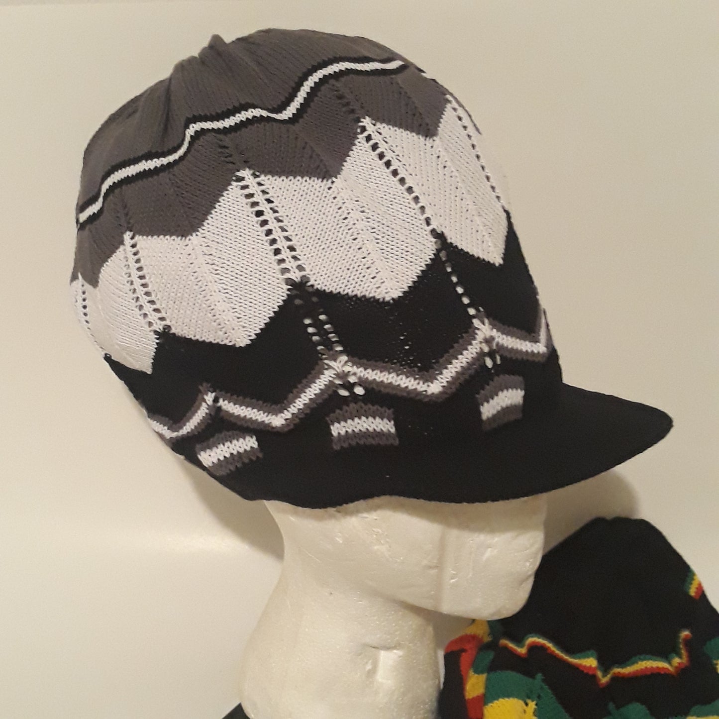 RH043 Large Rasta Hats for dreadlocks - Blue - Light Olive - Grey