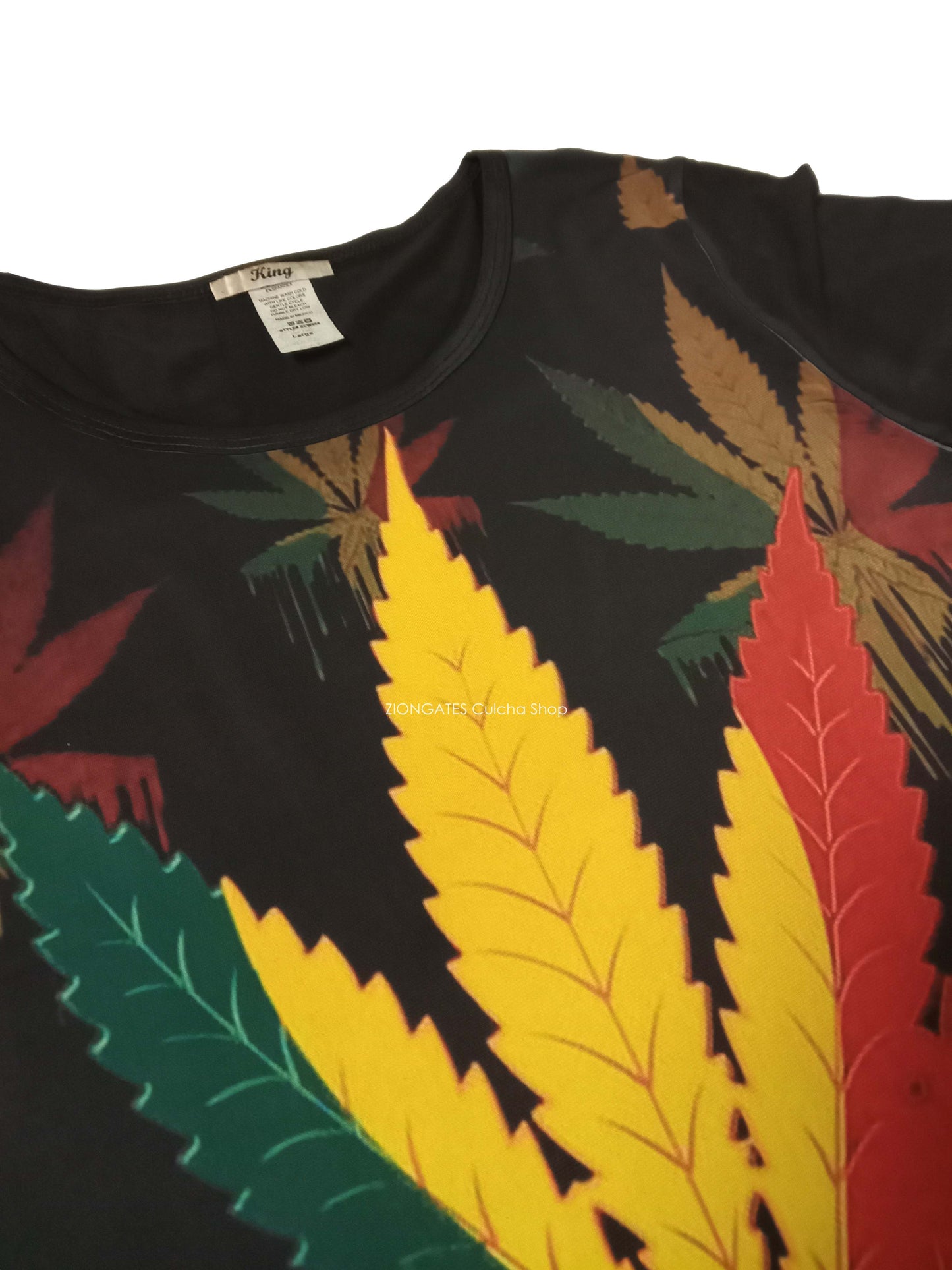 WOMENS 420 Ganja Stretch SHIRT - Black - Rasta