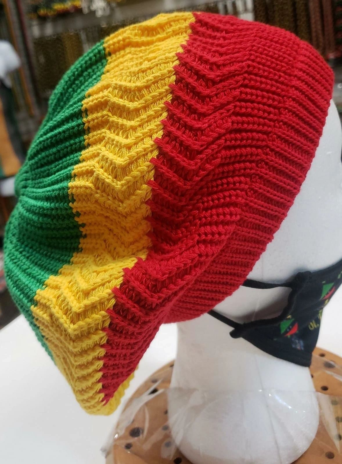RH006-RYG Medium Rastafarian Crown / rasta hats tams dread caps