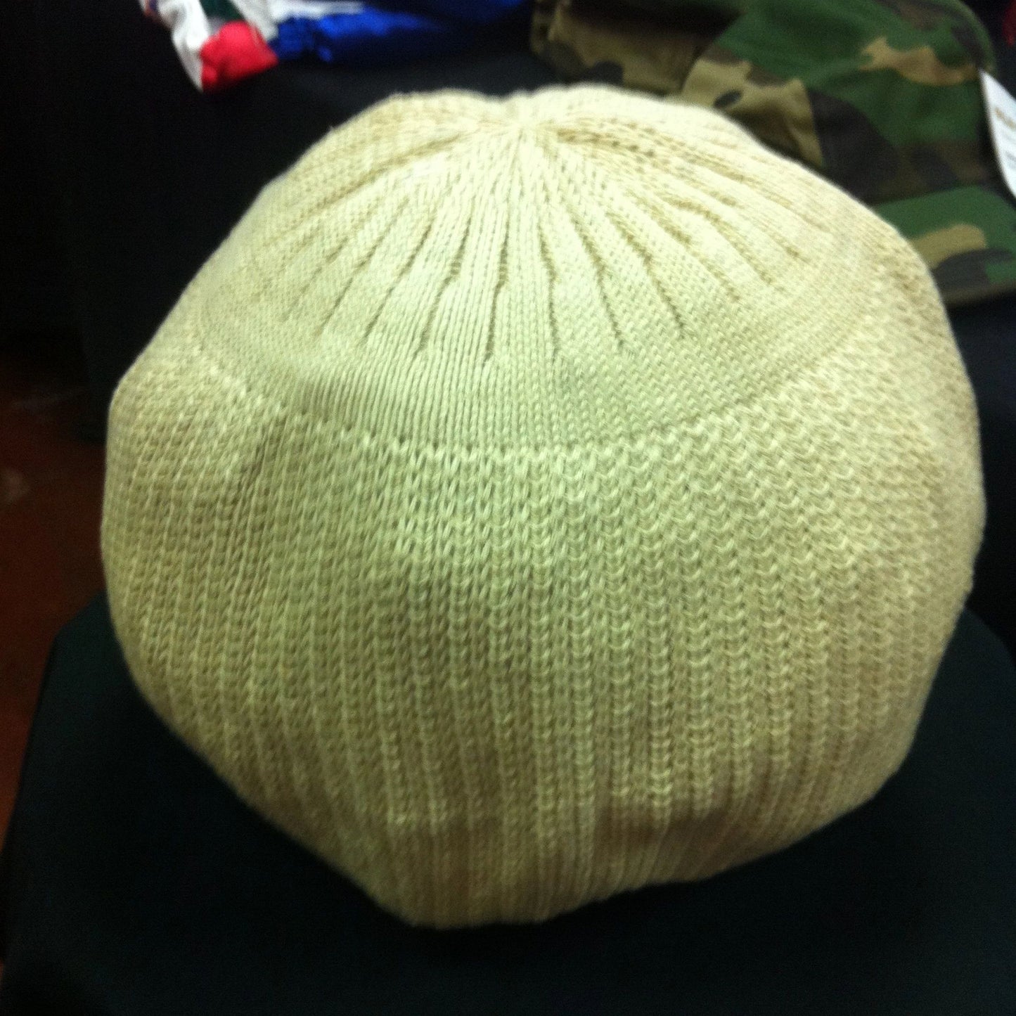 rh005-4 Medium Solid Beige Rastafarian Crown - rasta hats tams dread locks cap