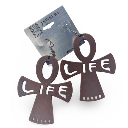 ANKH wooden earrings - afrocentric earrings