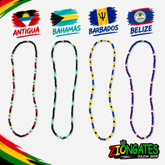 Caribbean Flag Beaded Necklace – Antigua, Bahamas, Barbados, Belize