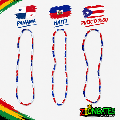 Caribbean Flag Beaded Necklace – Panama, Haiti, Puerto Rico