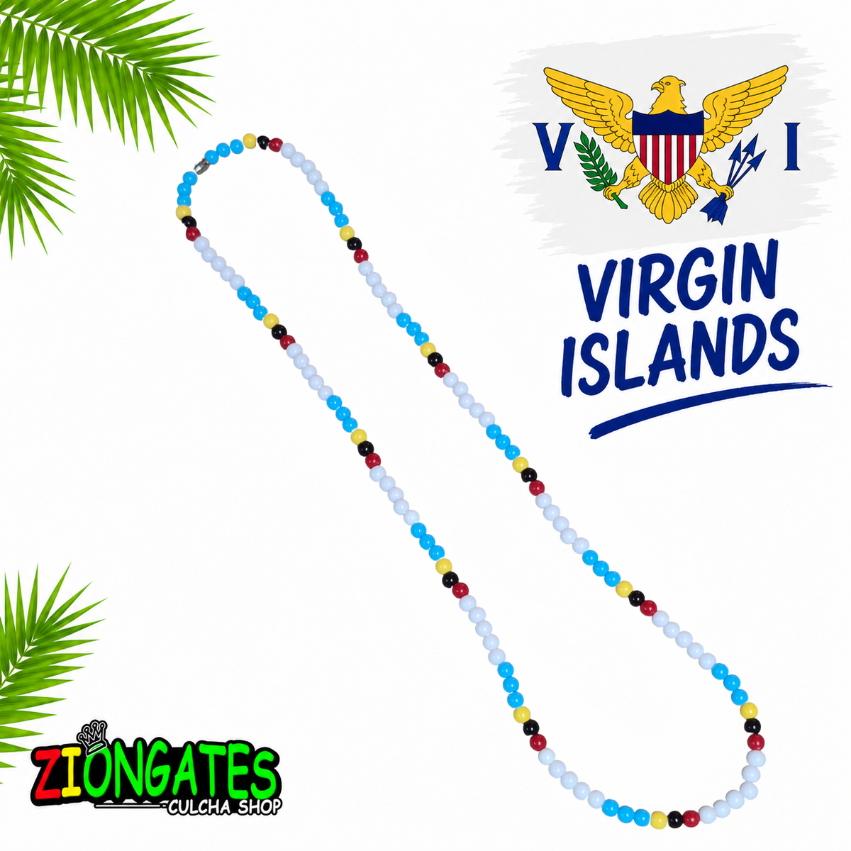 Caribbean Flag Beaded Necklace – Trinidad, Jamaica & U.S. Virgin Islands