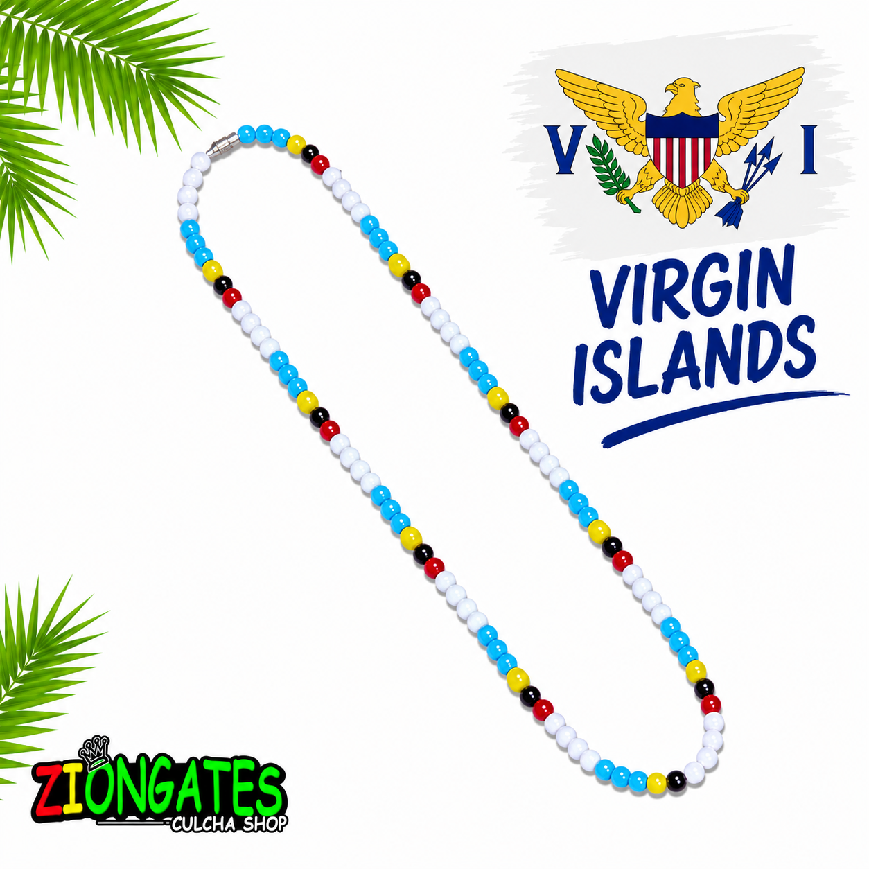 Caribbean Flag Beaded Necklace – Trinidad, Jamaica & U.S. Virgin Islands