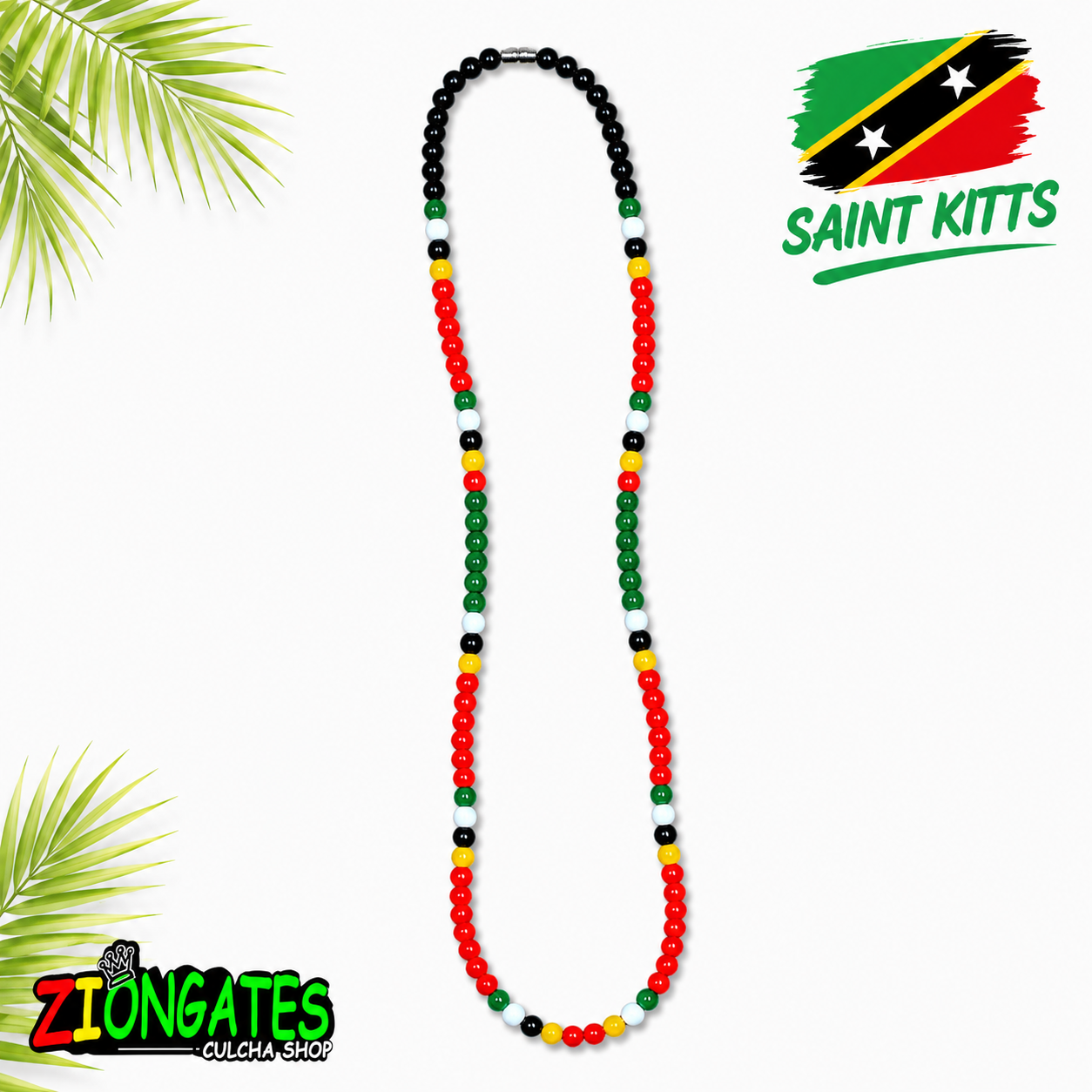 Caribbean Flag Beaded Necklace – St. Lucia, St. Kitts & Nevis, St. Vincent