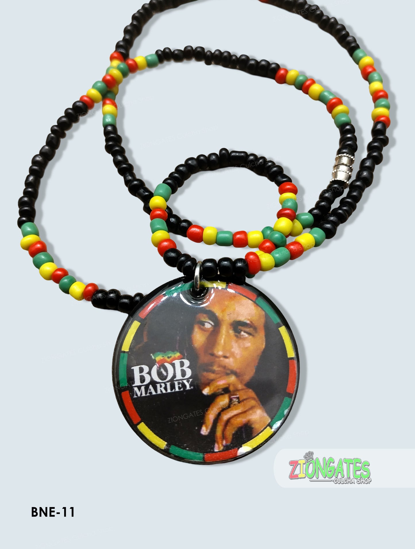 Bob Marley Beaded Necklaces - Red Yellow and Green Rasta chain