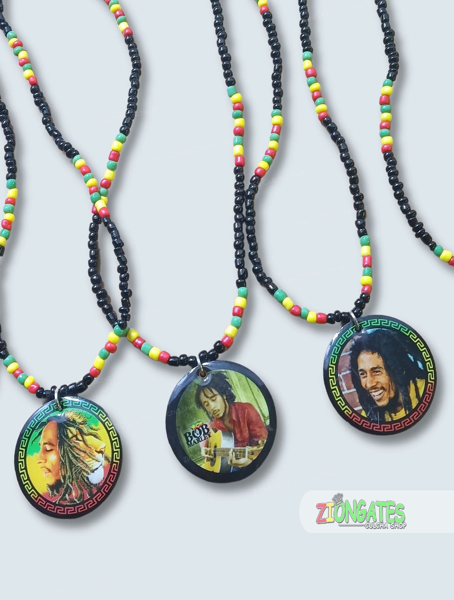 Bob Marley Beaded Necklaces - Red Yellow and Green Rasta chain