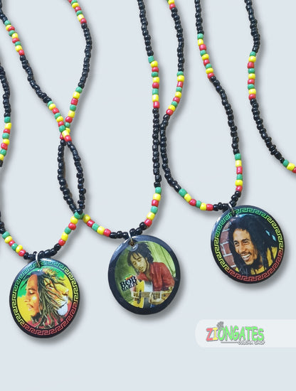 Bob Marley Beaded Necklaces - Red Yellow and Green Rasta chain