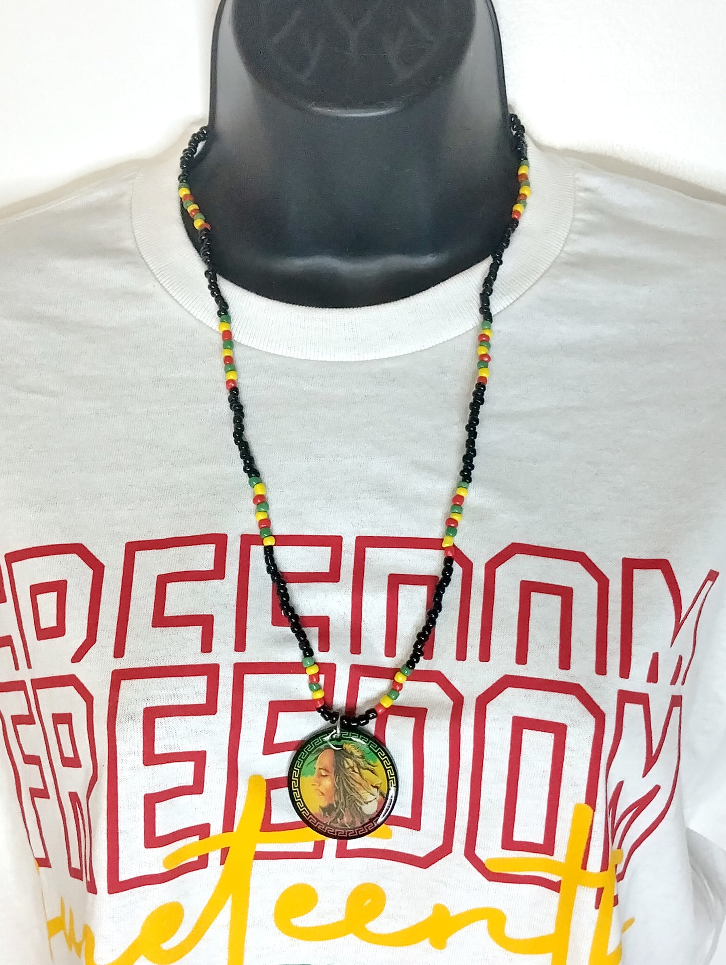 Bob Marley Beaded Necklaces - Red Yellow and Green Rasta chain