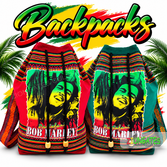Bob Marley Rasta backpack Jamaican reggae design in red and green