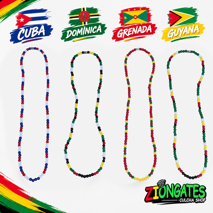 Caribbean Flag Beaded Necklace – Cuba, Dominica, Grenada, Guyana