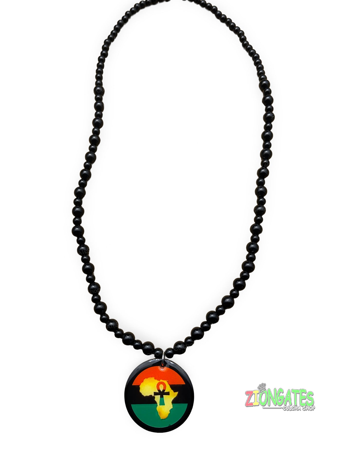 Red Black Green Beaded Necklaces -  Pan African - Ankh - Africa Fist-RBG