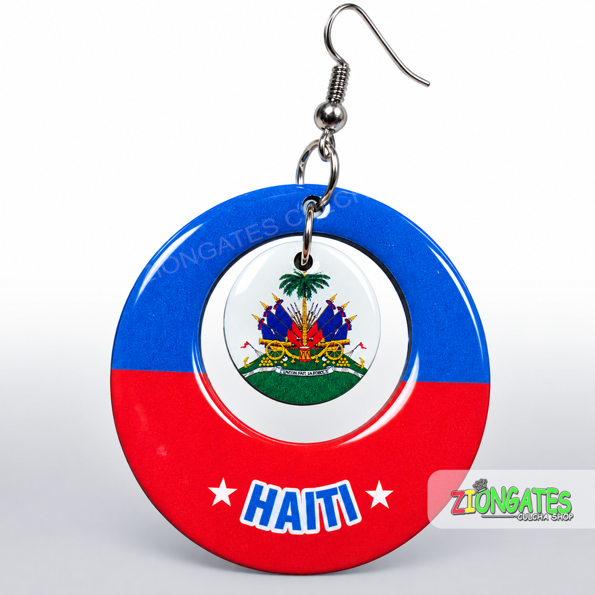 Haiti Flag Earrings – 2-Inch Haitian Statement Earrings