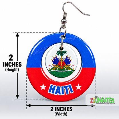 Haiti Flag Earrings – 2-Inch Haitian Statement Earrings