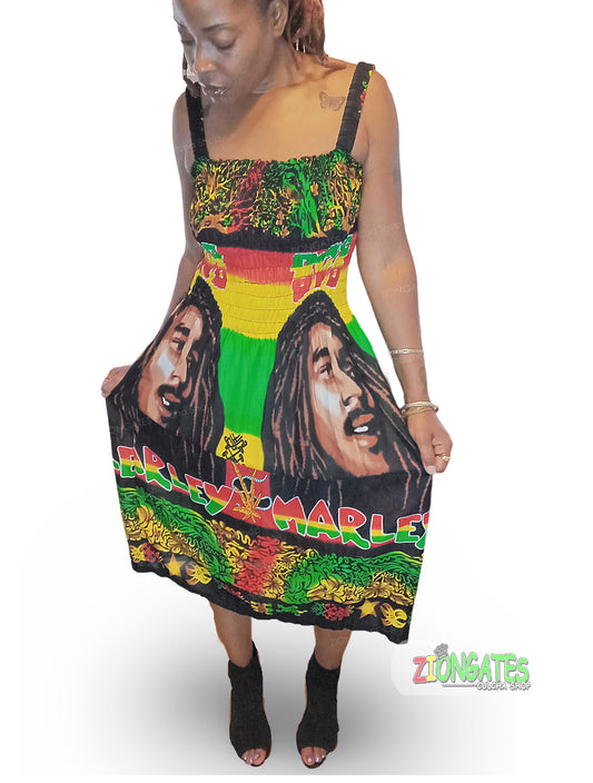 Women's Bob Marley sun dress with shoulder straps - Summer Dress - Rasta