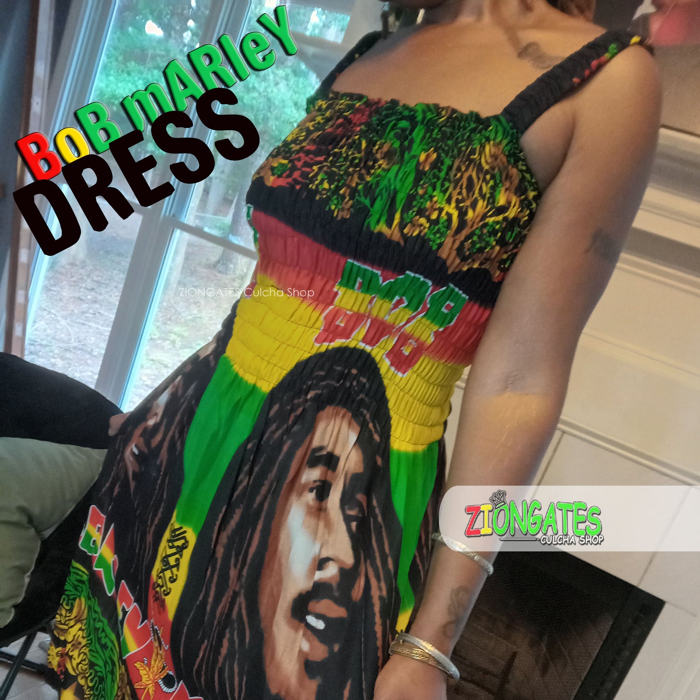 Women's Bob Marley sun dress with shoulder straps - Summer Dress - Rasta