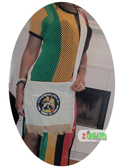 Lion of Judah Bag with embroidery - Rasta Shoulder Bag