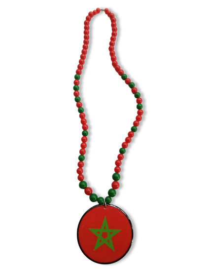 Red Moorish Flag Beaded Necklace - Moorish American - Morocco