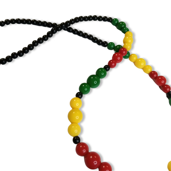Haile Selassie Beaded Necklace - Rasta - Red Yellow and Green