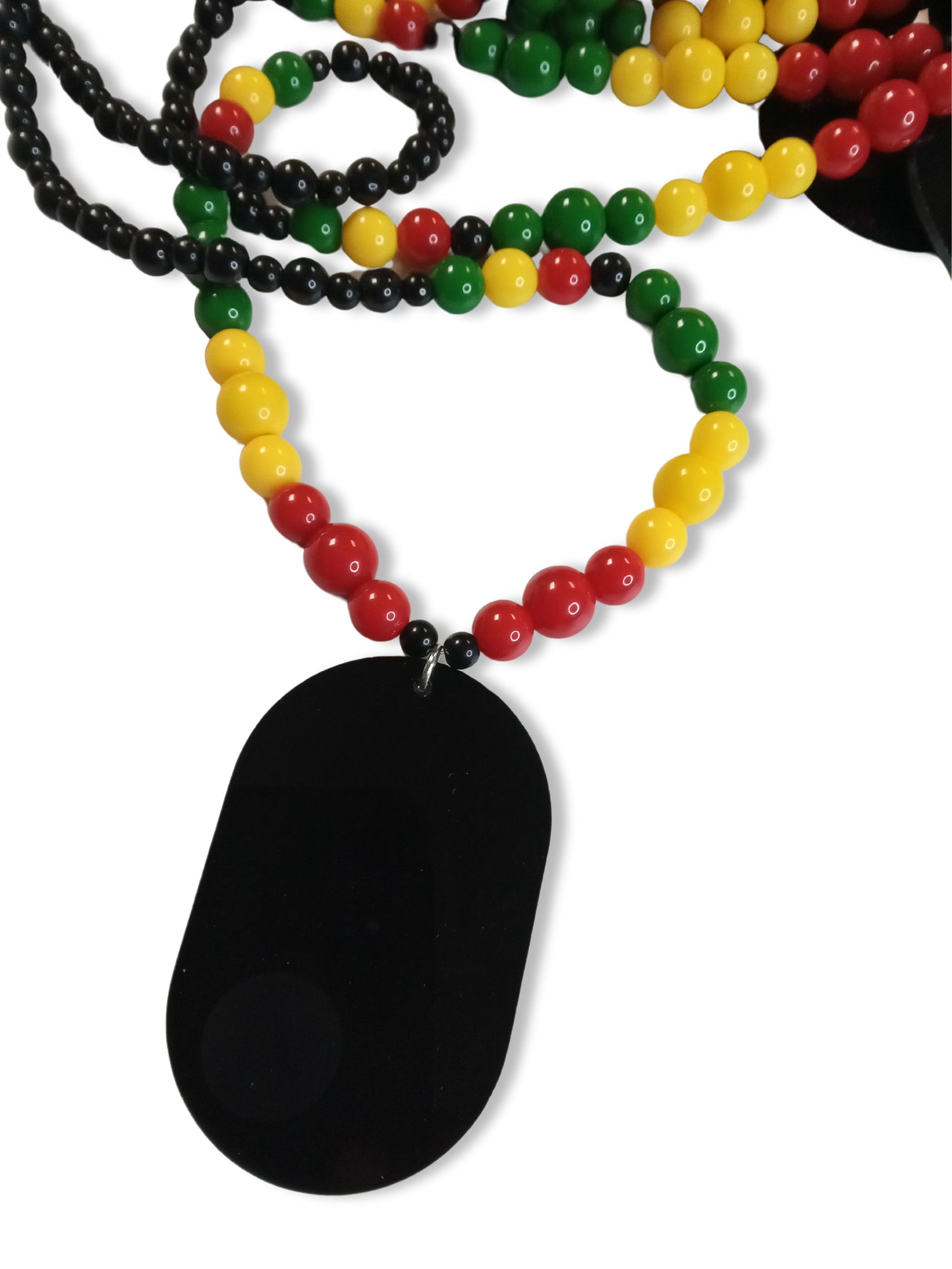 Haile Selassie Beaded Necklace - Rasta - Red Yellow and Green