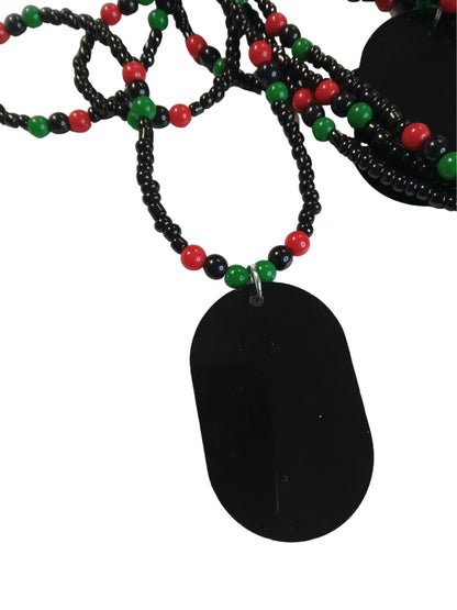 Marcus Garvey Beaded Necklaces -  Pan African - Red Black and Green - RBG