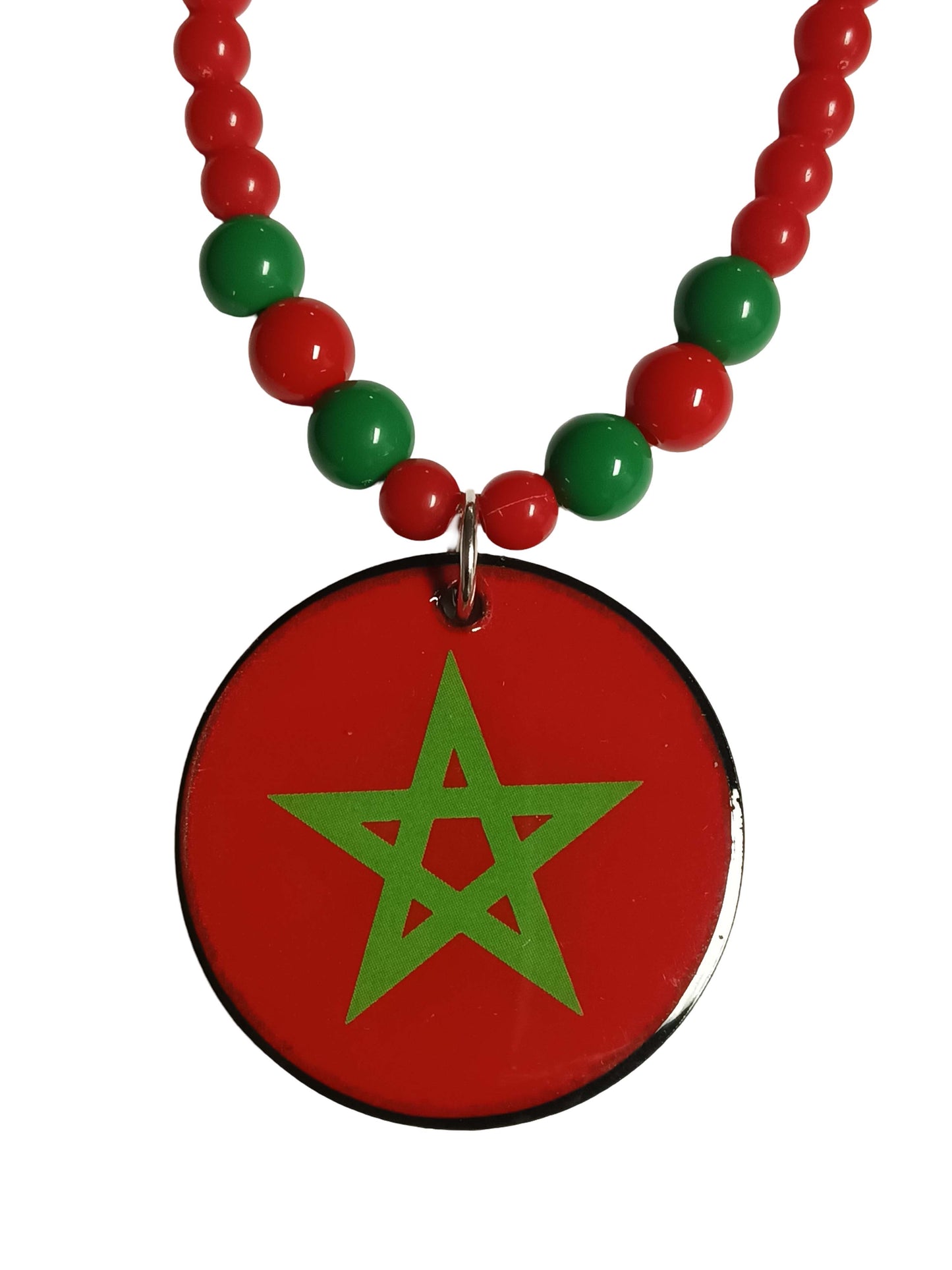 Red Moorish Flag Beaded Necklace - Moorish American - Morocco