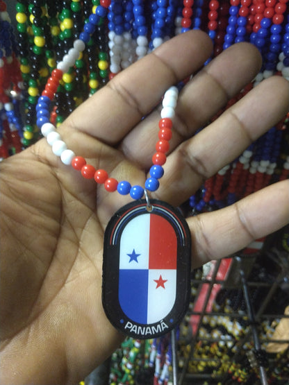 Caribbean flag beaded necklaces - Haiti - Jamaica - Puerto Rico - Panama - Trinidad - Virgin Islands