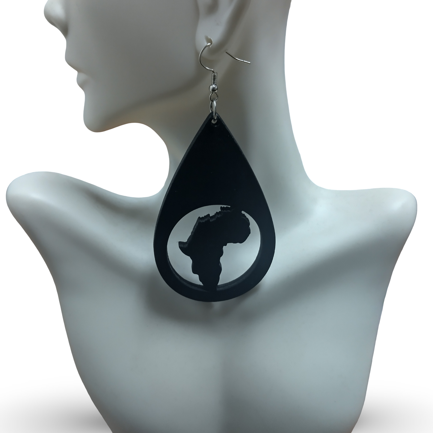 AFRICA TEAR Drop Wooden Earrings - Afrocentric Earrings - Black - Brown