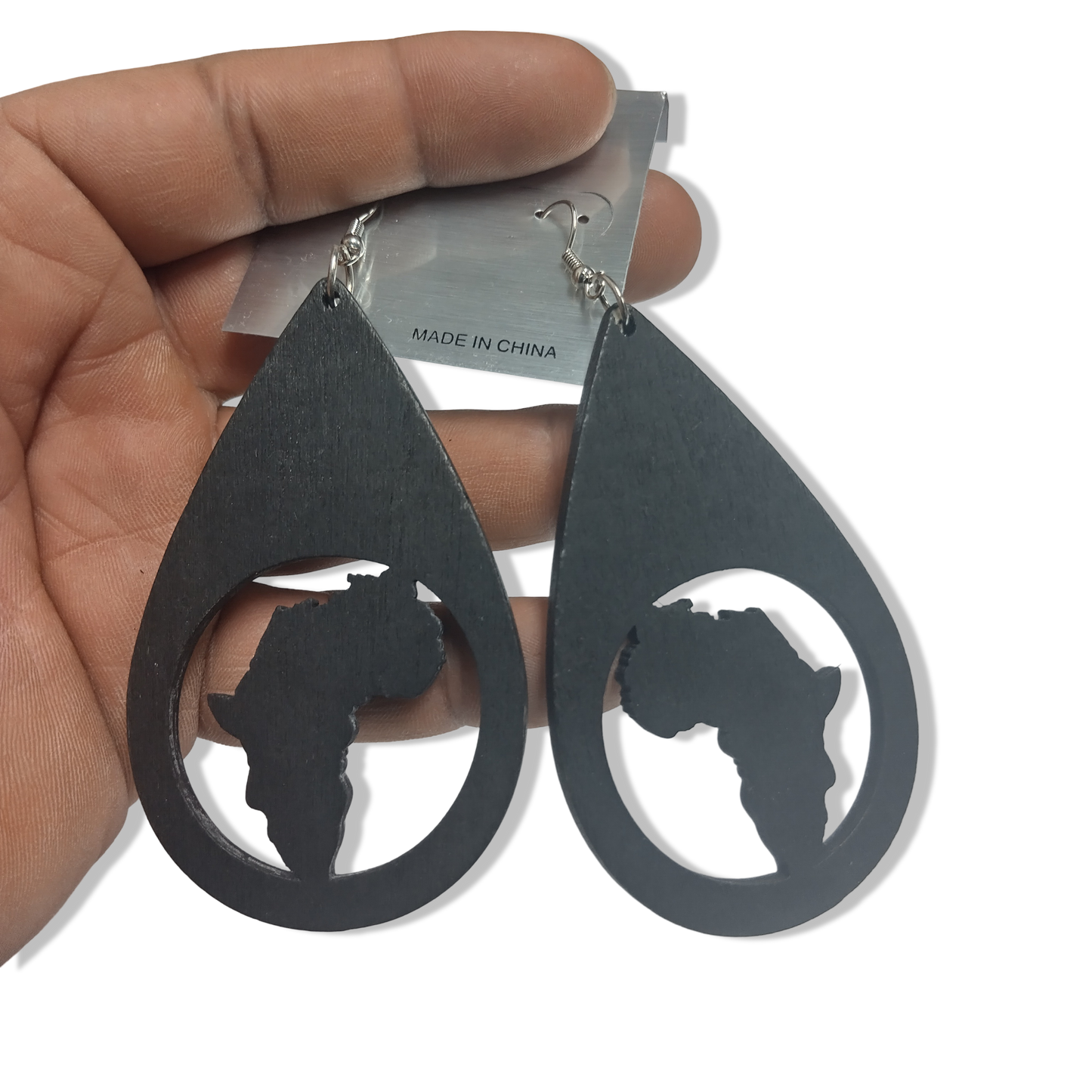 AFRICA TEAR Drop Wooden Earrings - Afrocentric Earrings - Black - Brown