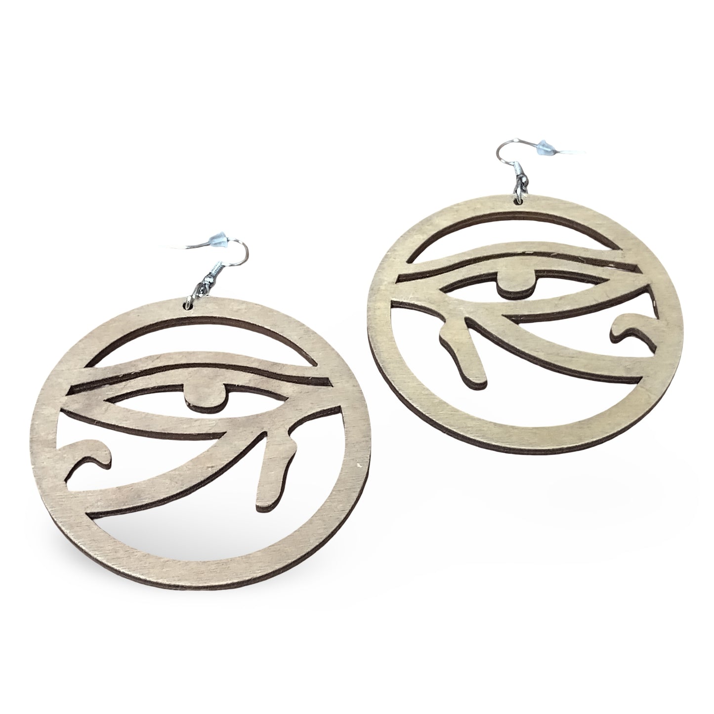 EYE OF HORUS Wood Earrings Round - Black - Brown