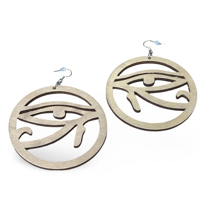 EYE OF HORUS Wood Earrings Round - Black - Brown