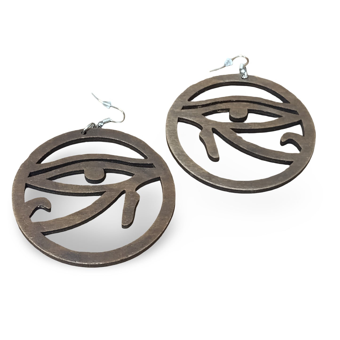 EYE OF HORUS Wood Earrings Round - Black - Brown