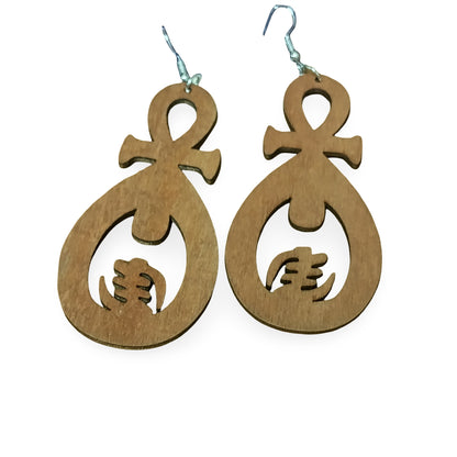ANKH and Gye Nyame Earrings combined - Afrocentric Earrings - Black - Brown