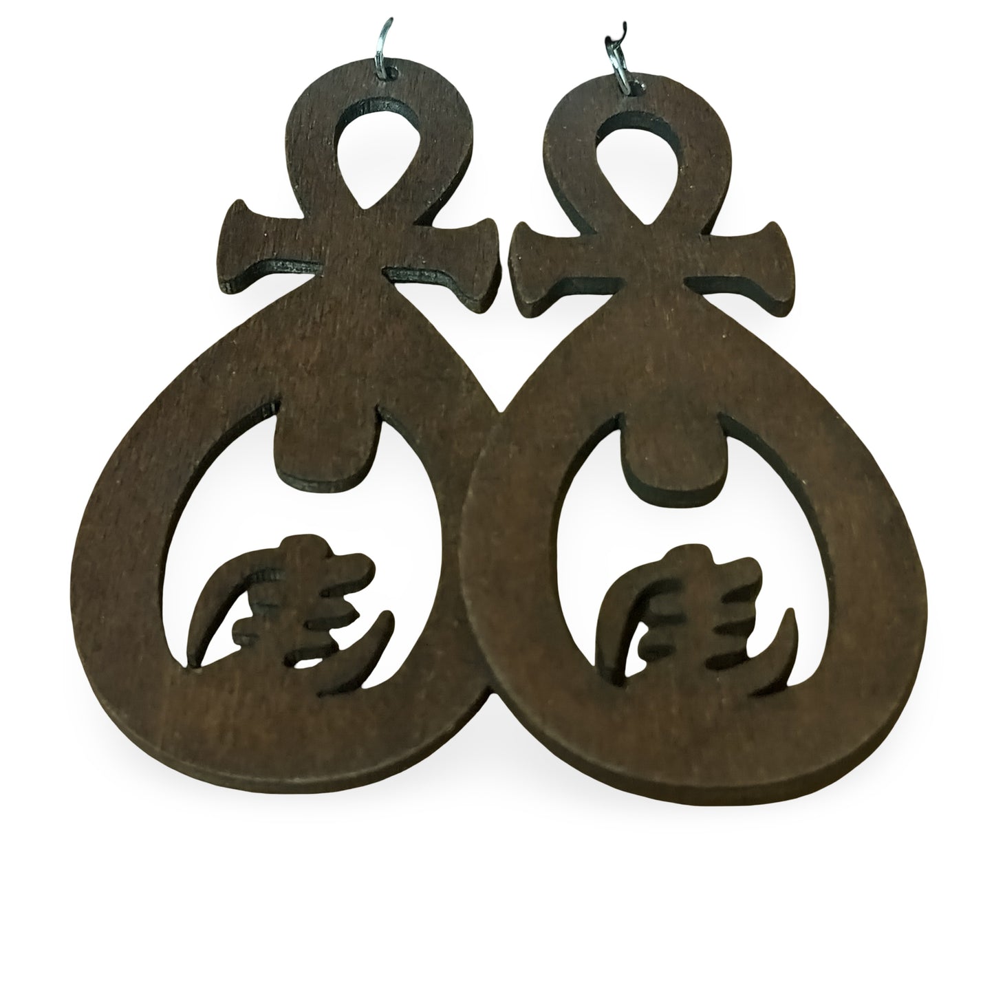 ANKH and Gye Nyame Earrings combined - Afrocentric Earrings - Black - Brown