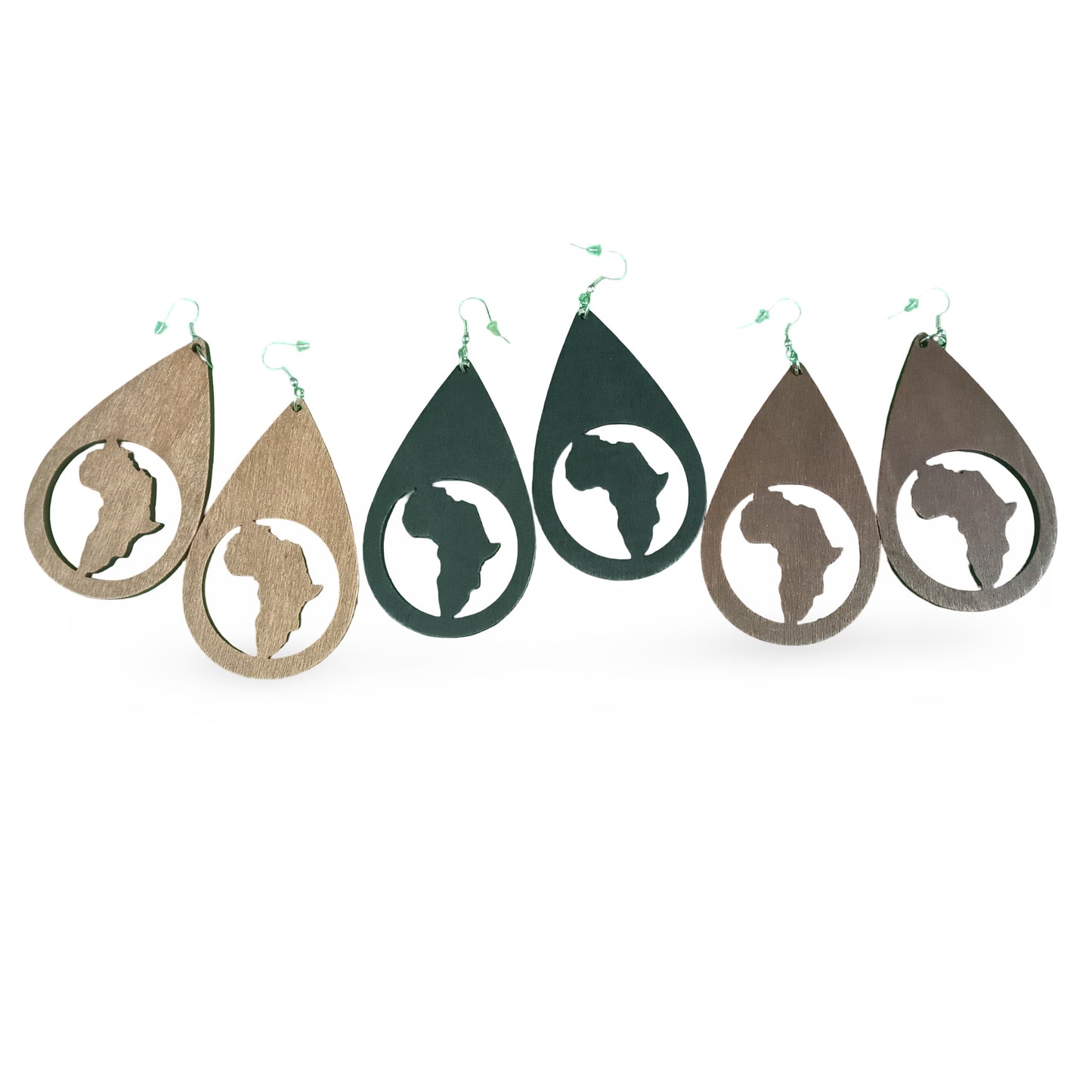 AFRICA TEAR Drop Wooden Earrings - Afrocentric Earrings - Black - Brown