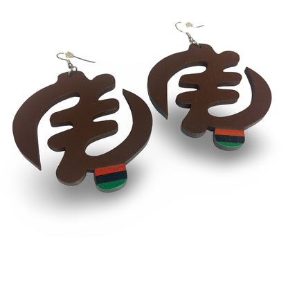 GYE NYAME Earrings W/ Red black and Green stripe - Black - Brown