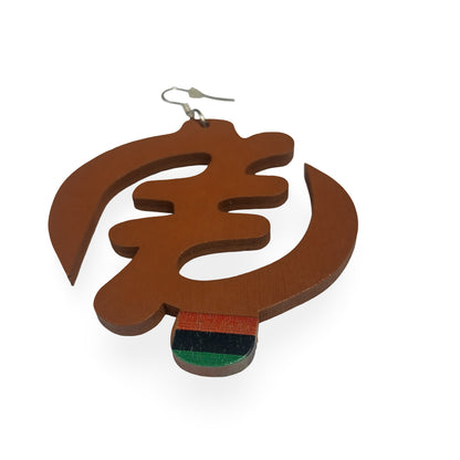 GYE NYAME Earrings W/ Red black and Green stripe - Black - Brown