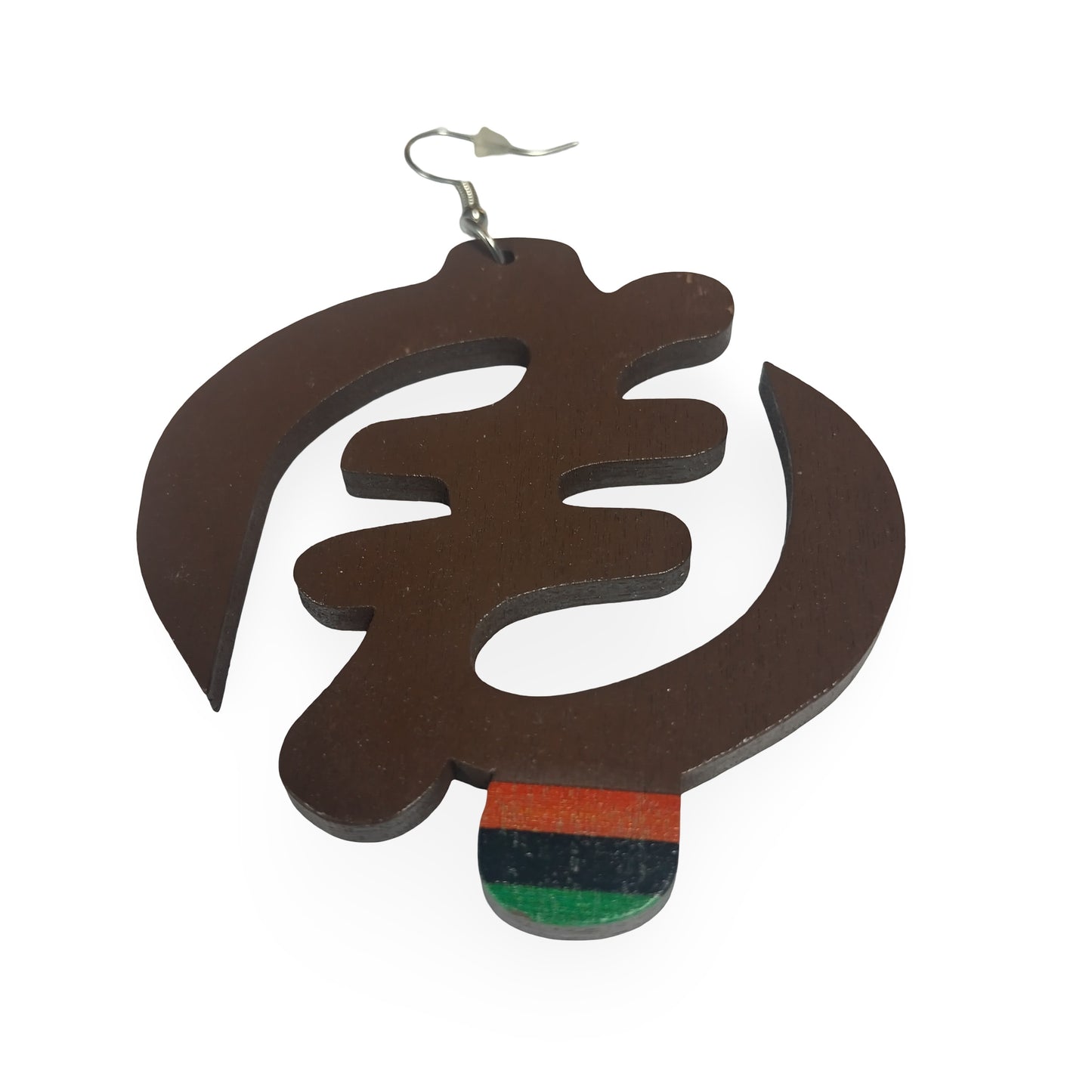GYE NYAME Earrings W/ Red black and Green stripe - Black - Brown