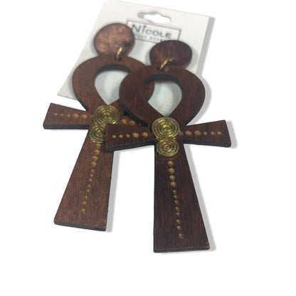 ANKH wooden earrings - afrocentric earrings
