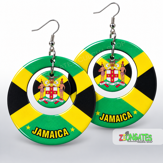 Jamaica Flag Earrings – 2-Inch Jamaican Statement Earrings