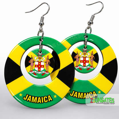 Jamaica Flag Earrings – 2-Inch Jamaican Statement Earrings