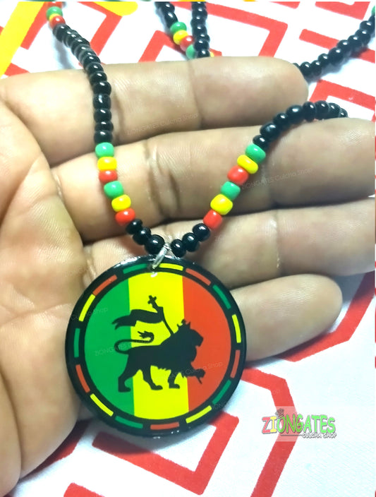 Lion of Judah Beaded Necklace - Rasta - LNE-15A