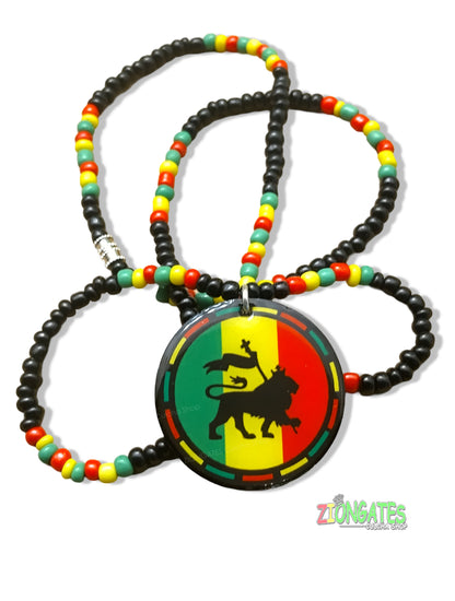 Lion of Judah Beaded Necklace - Rasta - LNE-15A