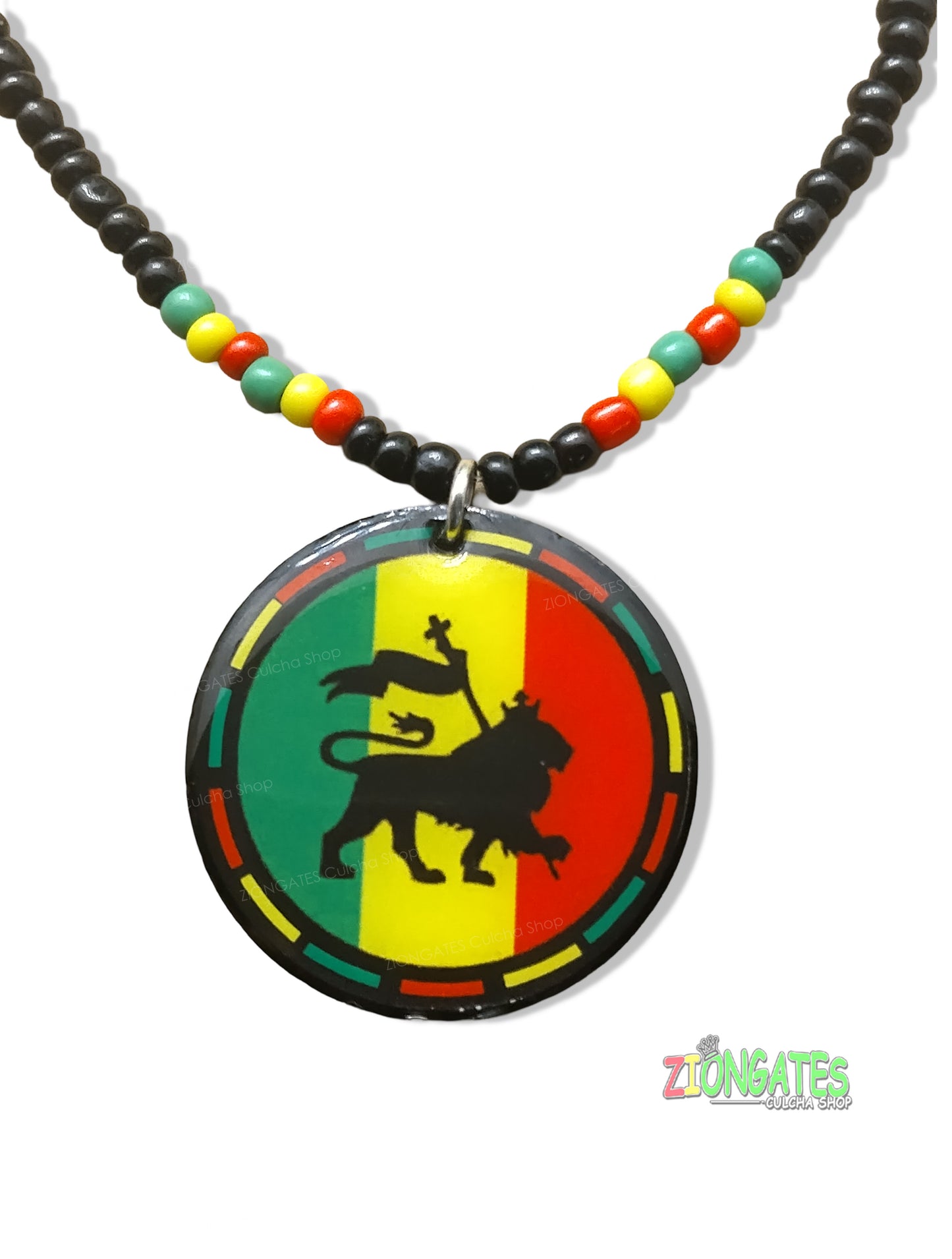 Lion of Judah Beaded Necklace - Rasta - LNE-15A