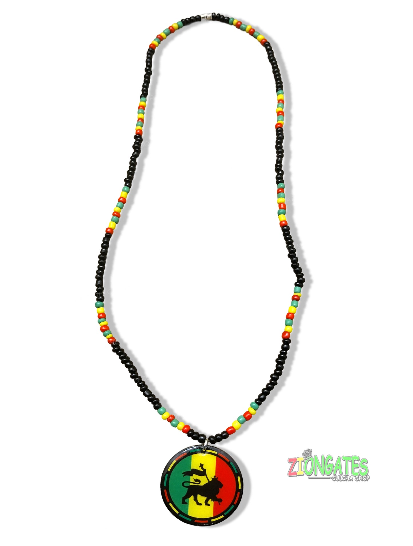 Lion of Judah Beaded Necklace - Rasta - LNE-15A