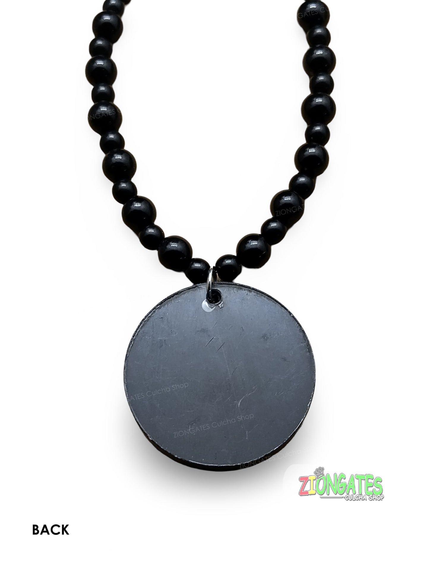 Lion of Judah Rasta Necklace with black beaded chain - LNE-15B