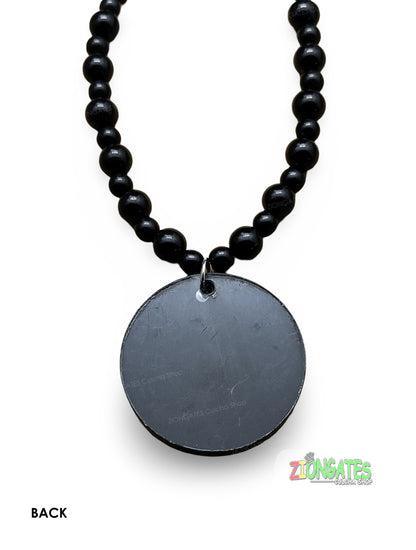 Lion of Judah Rasta Necklace with black beaded chain - LNE-15B